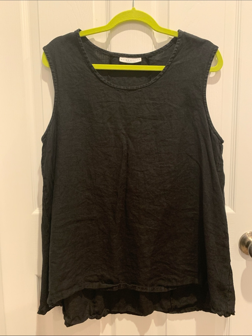 Bryn Walker Black Linen Sleeveless Tank M